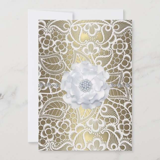 Hochzeitseinladung in Gold und Weiß Einladung (Vorderseite)
