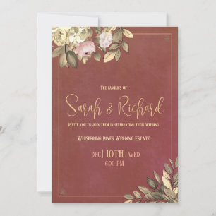 Hochzeitseinladung in Holzkohleschwarz und Gold Einladung