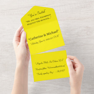 Hochzeitseinladung in strahlendem Gelb – Minimalis All In One Einladung