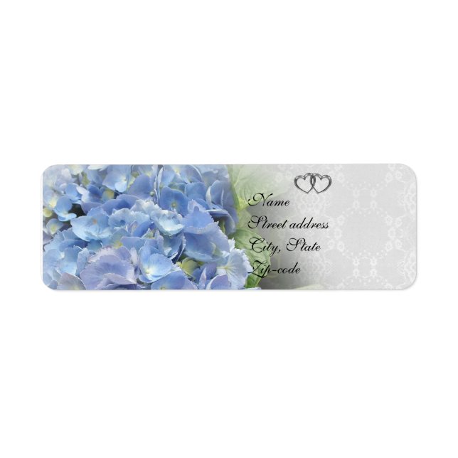 Hochzeitseinladung: Labels Blue Hydrangeas (Vorne)