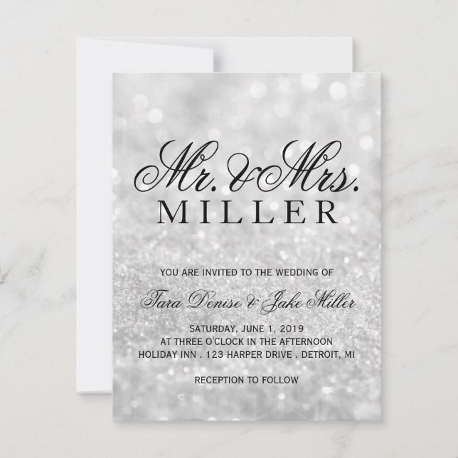 Hochzeitseinladung - Lit Silver Glit Fab Einladung (Vorderseite)