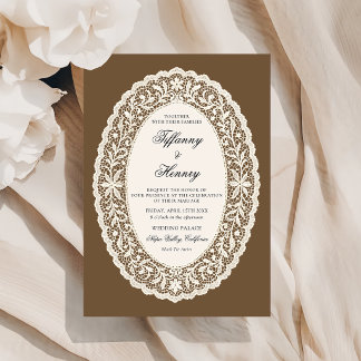 Hochzeitseinladung mit antiker Spitze Einladung