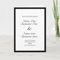 Hochzeitseinladung mit einem dünnen schwarzen Rand