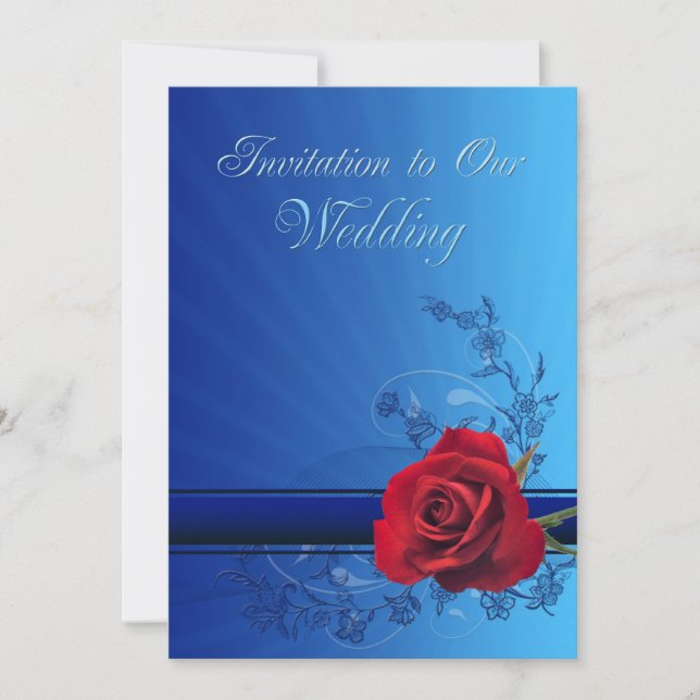 Hochzeitseinladung mit einer rote Rose von Liebe Einladung (Vorderseite)