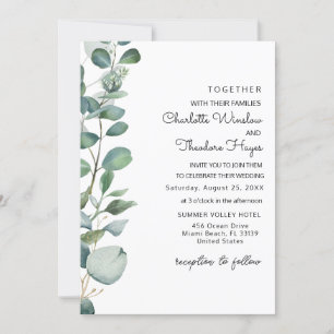 Hochzeitseinladung mit Garten-Eukalyptus und Grünp Save The Date