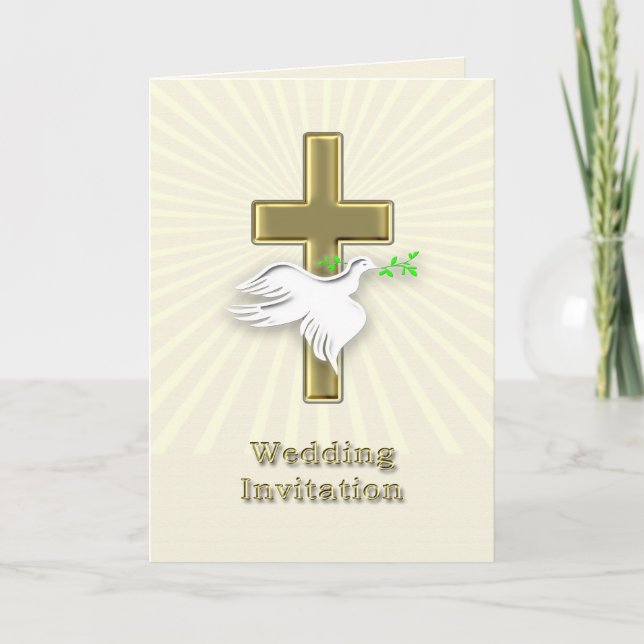 Hochzeitseinladung mit goldenem Kreuz Einladung (Vorderseite)