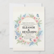 Hochzeitseinladung mit individueller Aquarell-Blum