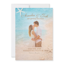 Hochzeitseinladung mit Küsten-Sand und Seesternen