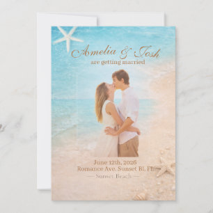 Hochzeitseinladung mit Küsten-Sand und Seesternen Einladung
