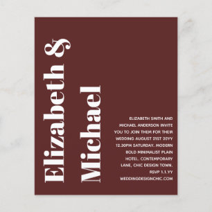 Hochzeitseinladung mit modernem fettem Text und kl Flyer
