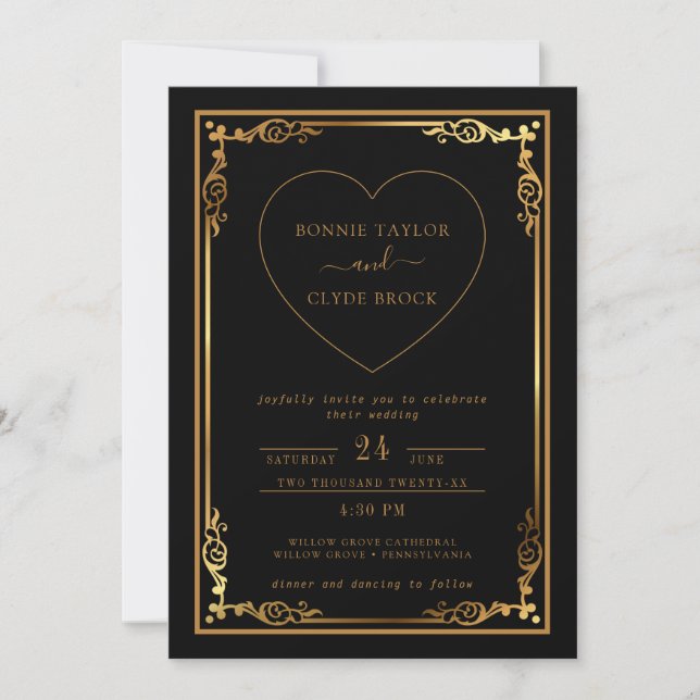 Hochzeitseinladung mit modernem Herzakzent Design Save The Date (Vorderseite)