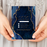 Hochzeitseinladung mit Navy-Marmor und Gold-Achat-