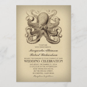 Hochzeitseinladung mit Oktopus für Wassersportler Einladung
