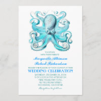 Hochzeitseinladung mit Oktopus für Wassersportler
