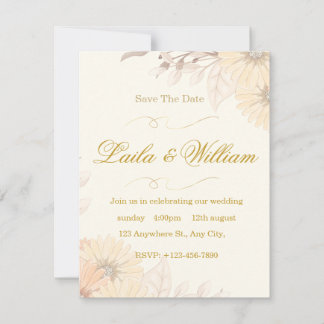 Hochzeitseinladung mit pastellfarbener Blumengesta RSVP Karte