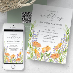 Hochzeitseinladung mit QR-Code Einzigartige Floral Einladung