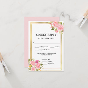 Hochzeitseinladung mit rosa Korallen-Blumen-Menüop Einladung