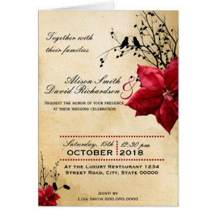 Hochzeitseinladung mit Roten Blume