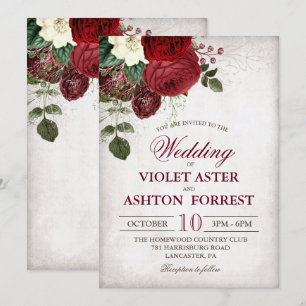 Hochzeitseinladung mit rustikalen Blumen im Vintag Einladung