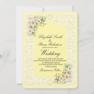 Hochzeitseinladung mit Spitzenmuster und Gänseblüm Einladung