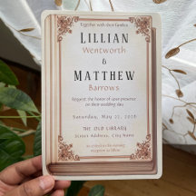 Hochzeitseinladung mit Vintage-Bibliotheksbucheinb