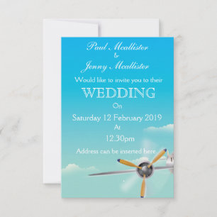 Hochzeitseinladung mit Vintage-Flugzeug Einladung