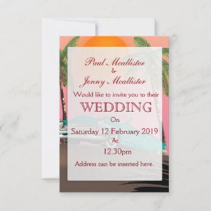 Hochzeitseinladung mit Vintage-Retro-Auto Einladung