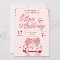 Hochzeitseinladung mit Vintage-Retro-Auto
