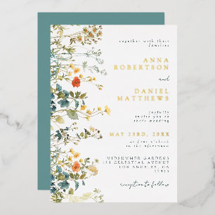 Hochzeitseinladung mit Wildblumenfolie Folieneinladung