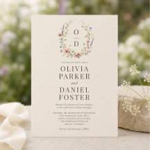 Hochzeitseinladung mit wildem Blumenmonogramm