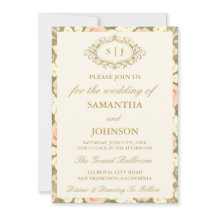 Hochzeitseinladung Monogramm Vintage Elfenbein