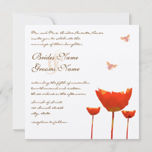 Hochzeitseinladung Orange Mohn & Hummeln Einladung