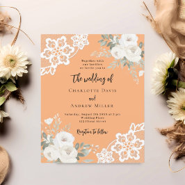Hochzeitseinladung Peach white lace