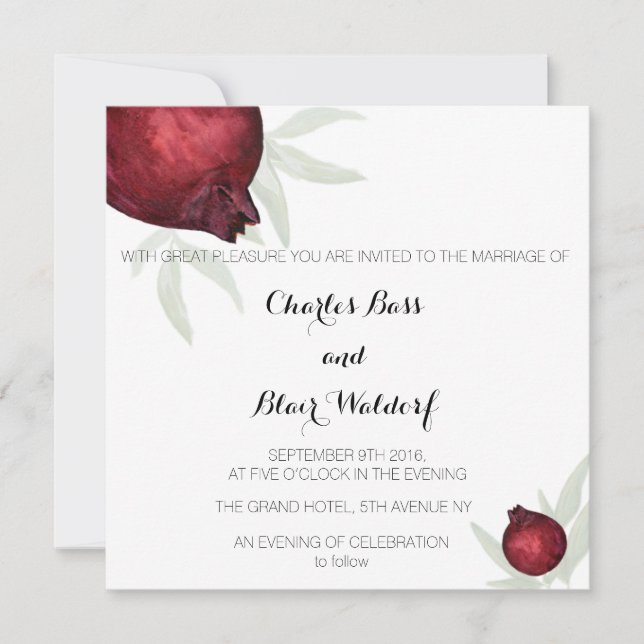 Hochzeitseinladung Pomegranat Einladung (Vorderseite)