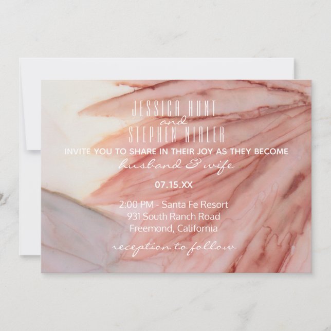 Hochzeitseinladung schön in Pink und Lavendel Einladung (Vorderseite)