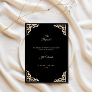 Hochzeitseinladung Schwarz Gold Karte