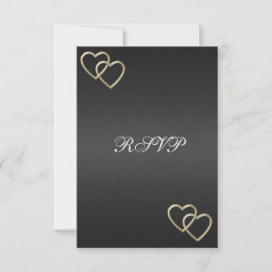 Hochzeitseinladung Schwarze Goldene Herzen RSVP Karte