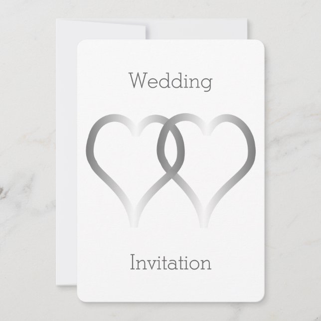 Hochzeitseinladung Silberherzen Einladung (Vorderseite)