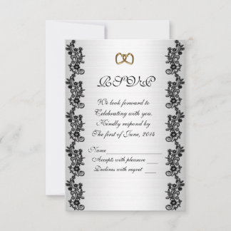 Hochzeitseinladung UAWG Satin-look schwarz appliqu Einladung