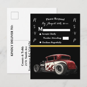 Hochzeitseinladung und Hot Rod Einladungspostkarte