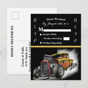 Hochzeitseinladung und Hot Rod Einladungspostkarte