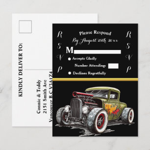 Hochzeitseinladung und Hot Rod Einladungspostkarte