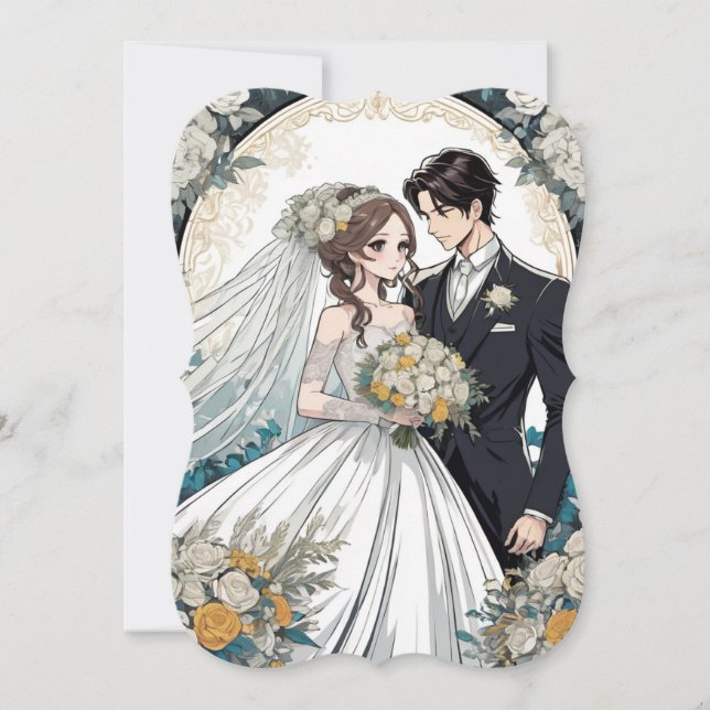 Hochzeitseinladung von Braut und Groom Anime (Vorderseite)