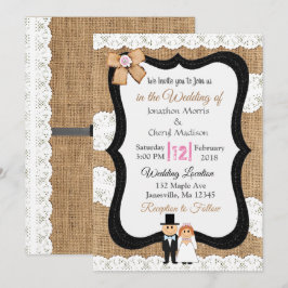Hochzeitseinladung von Lace und Burlap Einladung