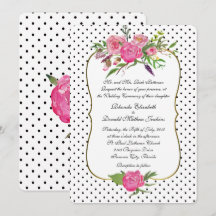 Hochzeitseinladung von Peonies und Polka Dots