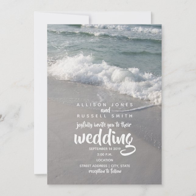 Hochzeitseinladung von Strandwellen Einladung (Vorderseite)