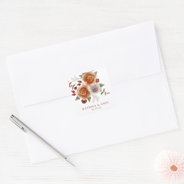 Hochzeitseinladung von Umschlag Aufklebern Quadratischer Aufkleber (Umschlag)