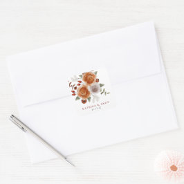 Hochzeitseinladung von Umschlag Aufklebern Quadratischer Aufkleber