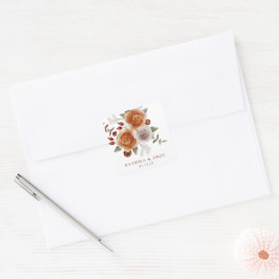 Hochzeitseinladung von Umschlag Aufklebern Quadratischer Aufkleber