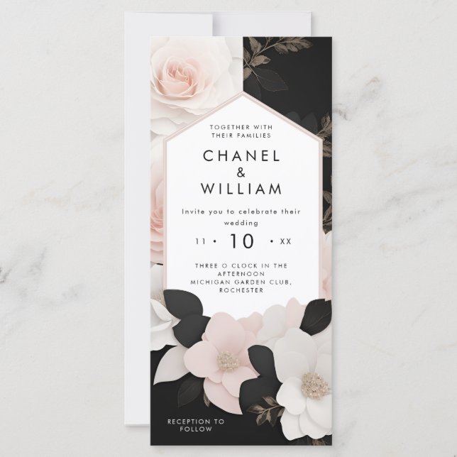 Hochzeitseinladung zu luxuriösen Juwelen-Blume (Vorderseite)